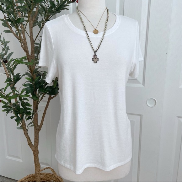 White Short Sleeve ⭐️NWOT KNIT Blouse/Top - Picture 2 of 10